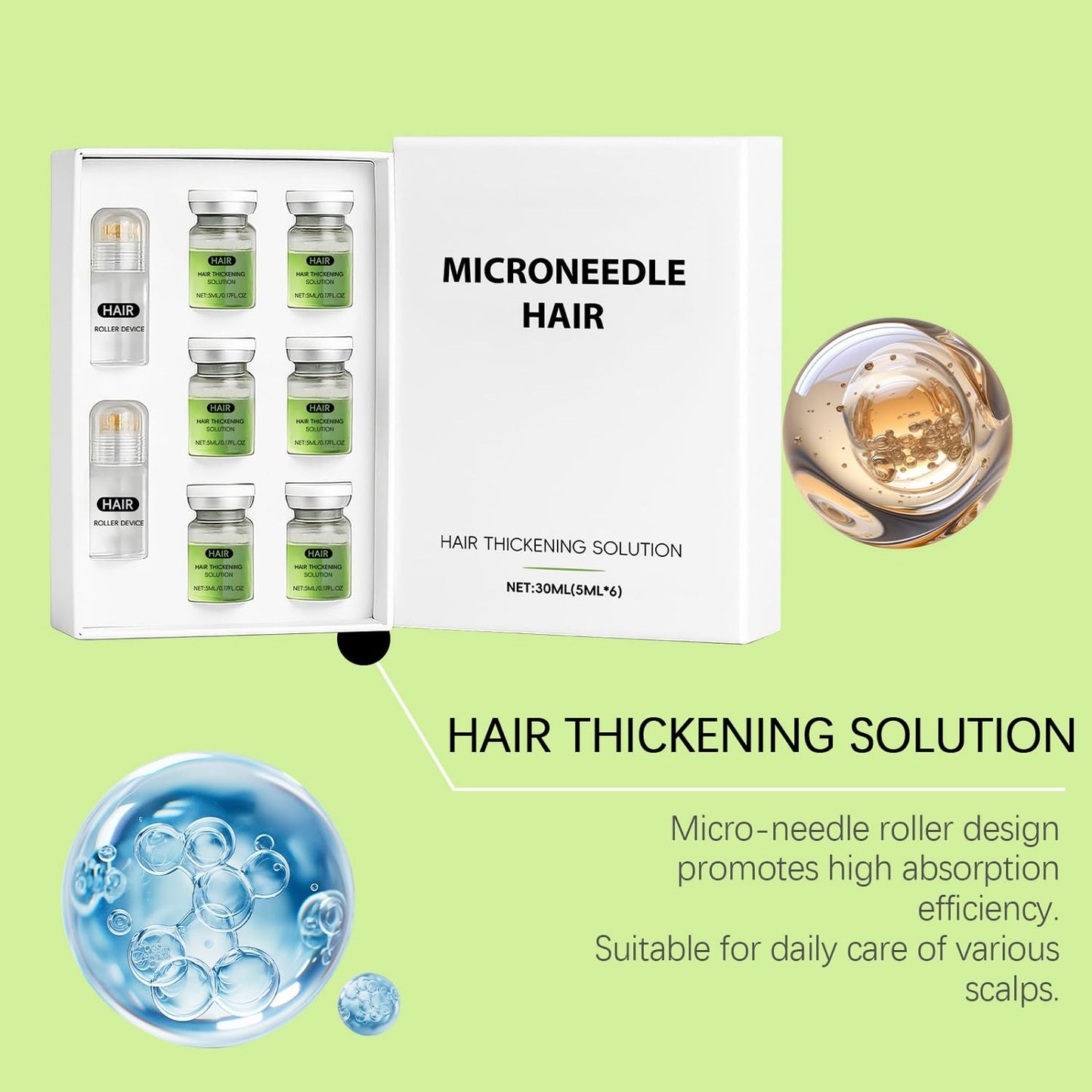 Hair Regrowth System - Advanced Hair Growth Treatment Ginseng,Eclipta Prostrata,Peppermint Oil and Ginger Root,Micro System Hair Treatment for Thicker,Strengthens Roots for Men and Women