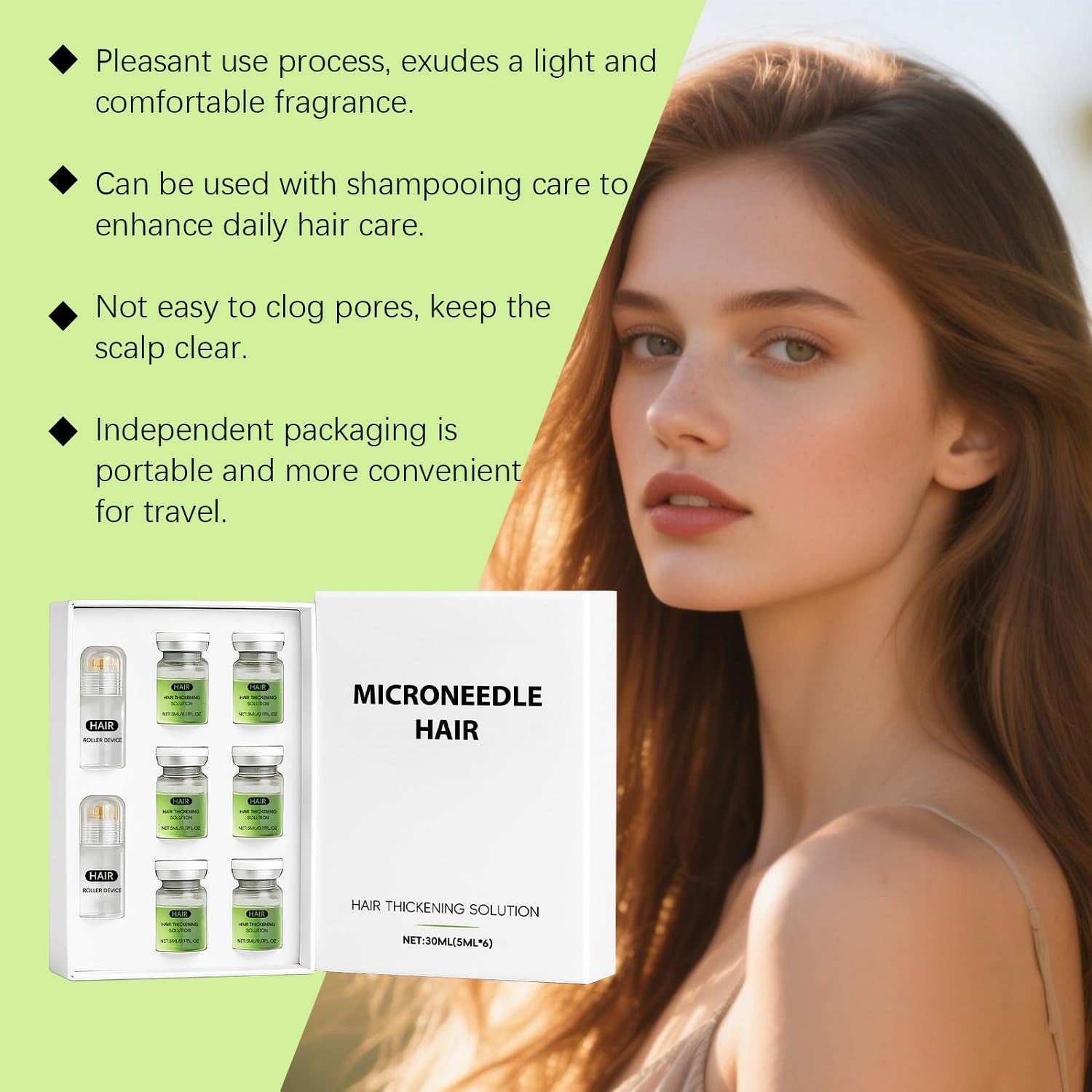 Hair Regrowth System - Advanced Hair Growth Treatment Ginseng,Eclipta Prostrata,Peppermint Oil and Ginger Root,Micro System Hair Treatment for Thicker,Strengthens Roots for Men and Women